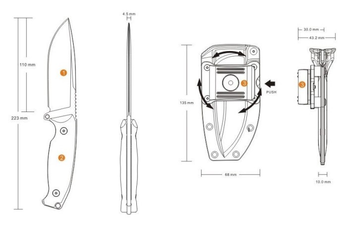 Ніж фіксований мисливський Ruike Jager F118-G, (11 см) 14C28N / G10 зелений