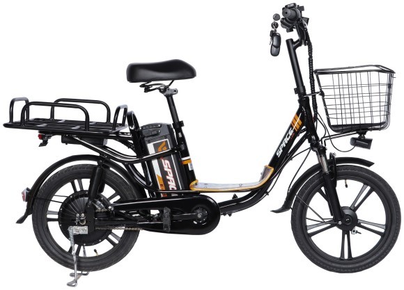 Велосипед з електроприводом 18" AL SPACE eELDORADO DD FR рама-15" 48B 20А*г 1000Вт чорно-помаранчевий 2026, укр