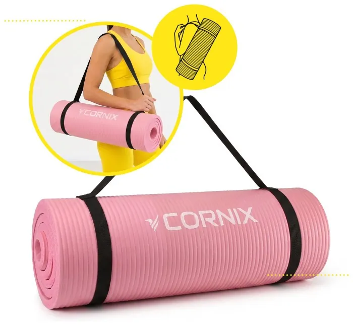 Килимок спортивний Cornix NBR 183 x 61 x 1.5 cм для йоги та фітнесу XR-0497 Pink