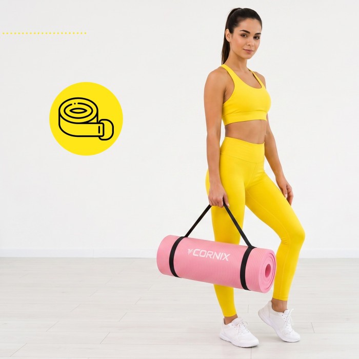 Килимок спортивний Cornix NBR 183 x 61 x 1.5 cм для йоги та фітнесу XR-0497 Pink