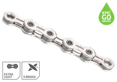 Цепь 118 л. 1/2"x11/128 KMC X11EL NPNP Waxed Chain, (облегченный), silver/silver