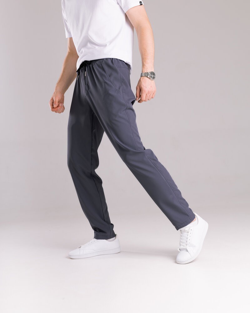 Однотонные базовые мужские брюки весна лето темно-серые Pobedov Aero