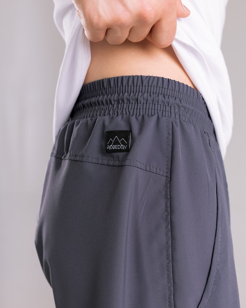 Однотонные базовые мужские брюки весна лето темно-серые Pobedov Aero