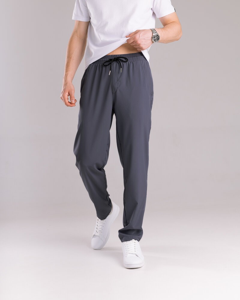 Однотонные базовые мужские брюки весна лето темно-серые Pobedov Aero