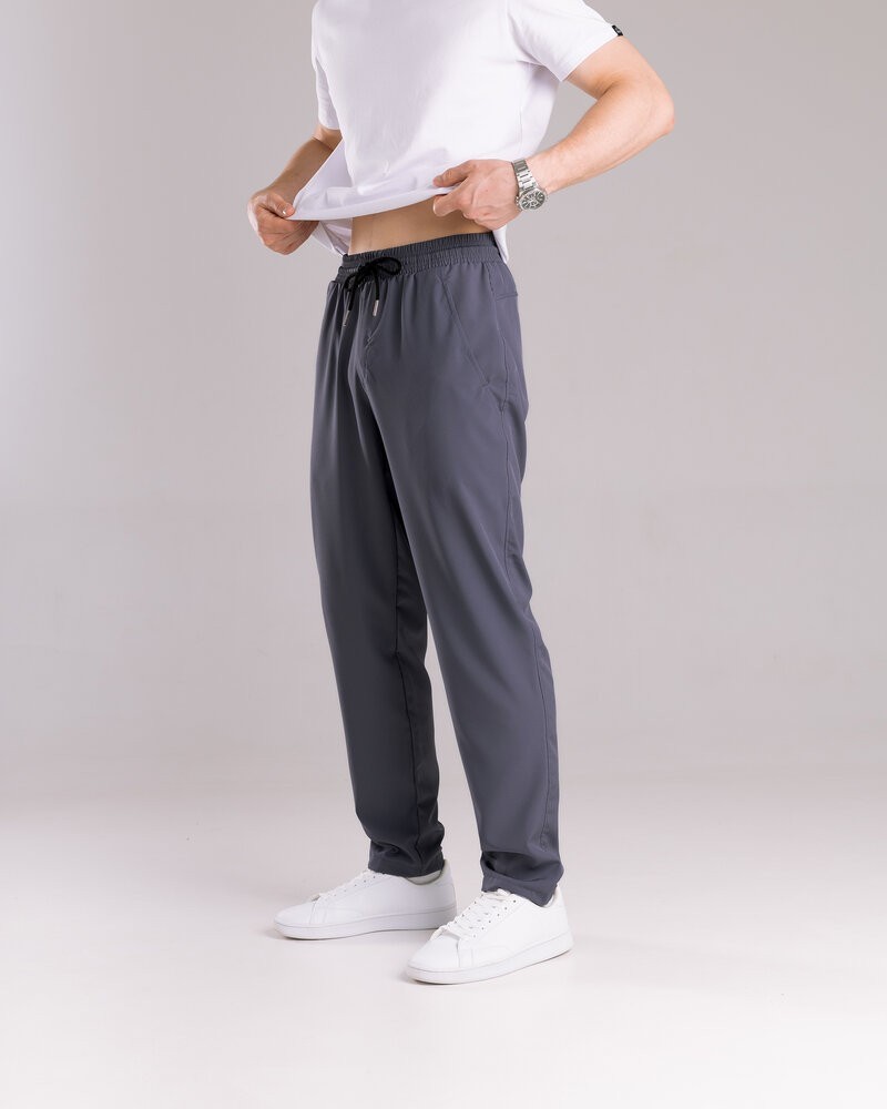Однотонные базовые мужские брюки весна лето темно-серые Pobedov Aero