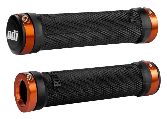 Гріпси ODI Ruffian MTB Lock-On Bonus Pack Black w/Orange Clamps (чорні з помаранчевими замками), укр, укр