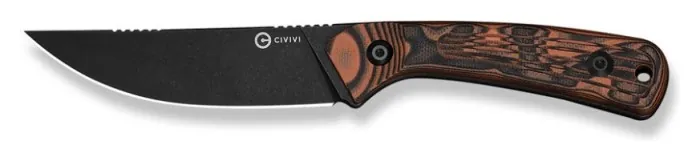 Ніж фіксований туристичний Civivi Carveth (9,1 см) AEB-L / G10 помаранчевий/чорний з чохлом