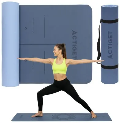 Коврик спортивный Actiget TPE 183 x 61 x 0.6 см для йоги и фитнеса ACT0021 Blue/Sky Blue