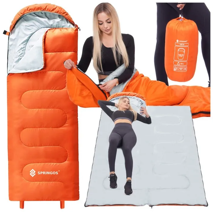 Спальний мішок (спальник) Springos 2 в 1 CS0120 +8 ...+20 °C R Orange/Grey