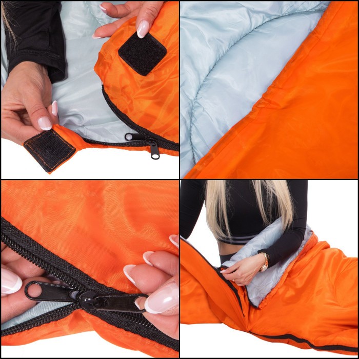 Спальний мішок (спальник) Springos 2 в 1 CS0120 +8 ...+20 °C R Orange/Grey