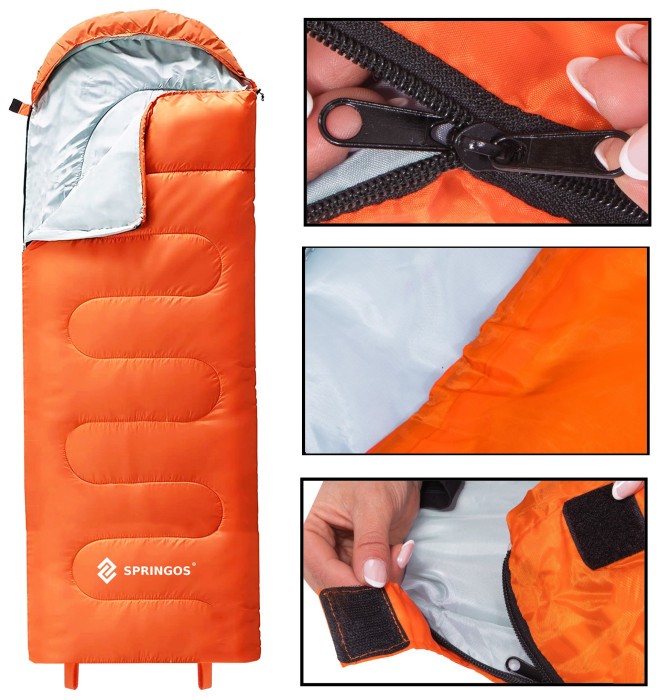 Спальний мішок (спальник) Springos 2 в 1 CS0120 +8 ...+20 °C R Orange/Grey