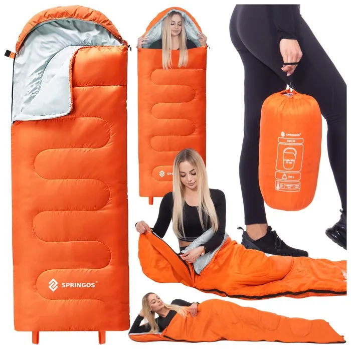 Спальний мішок (спальник) Springos 2 в 1 CS0120 +8 ...+20 °C R Orange/Grey