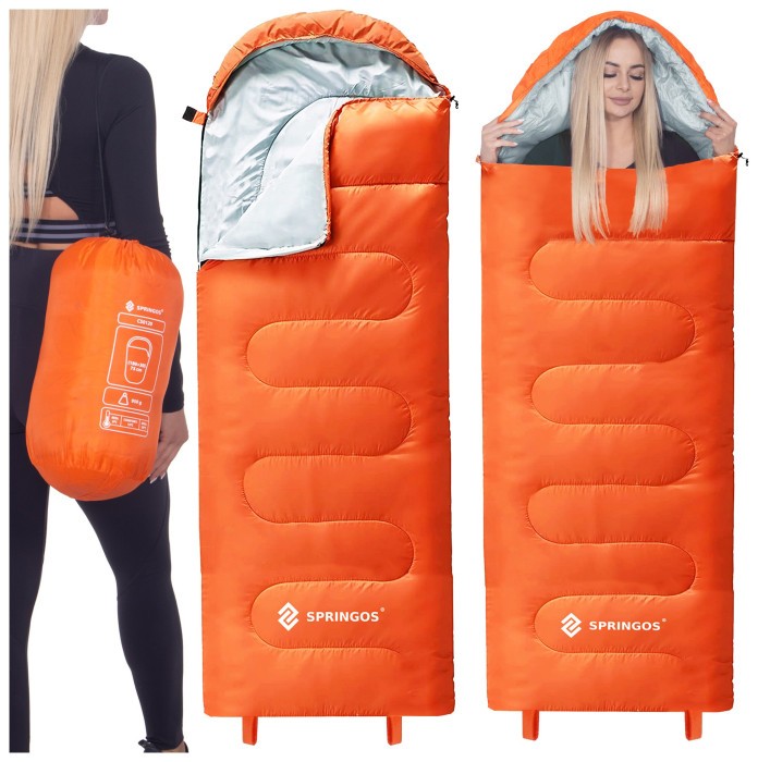 Спальний мішок (спальник) Springos 2 в 1 CS0120 +8 ...+20 °C R Orange/Grey