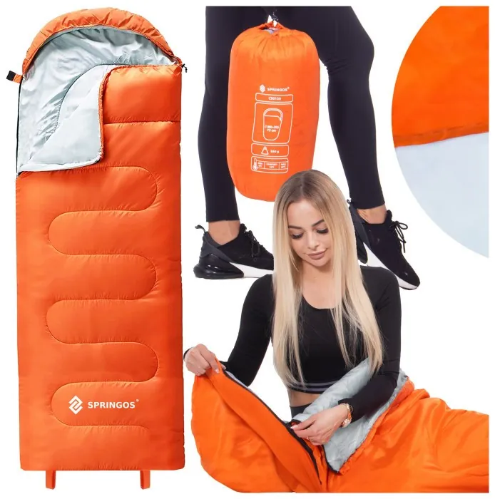 Спальний мішок (спальник) Springos 2 в 1 CS0120 +8 ...+20 °C R Orange/Grey