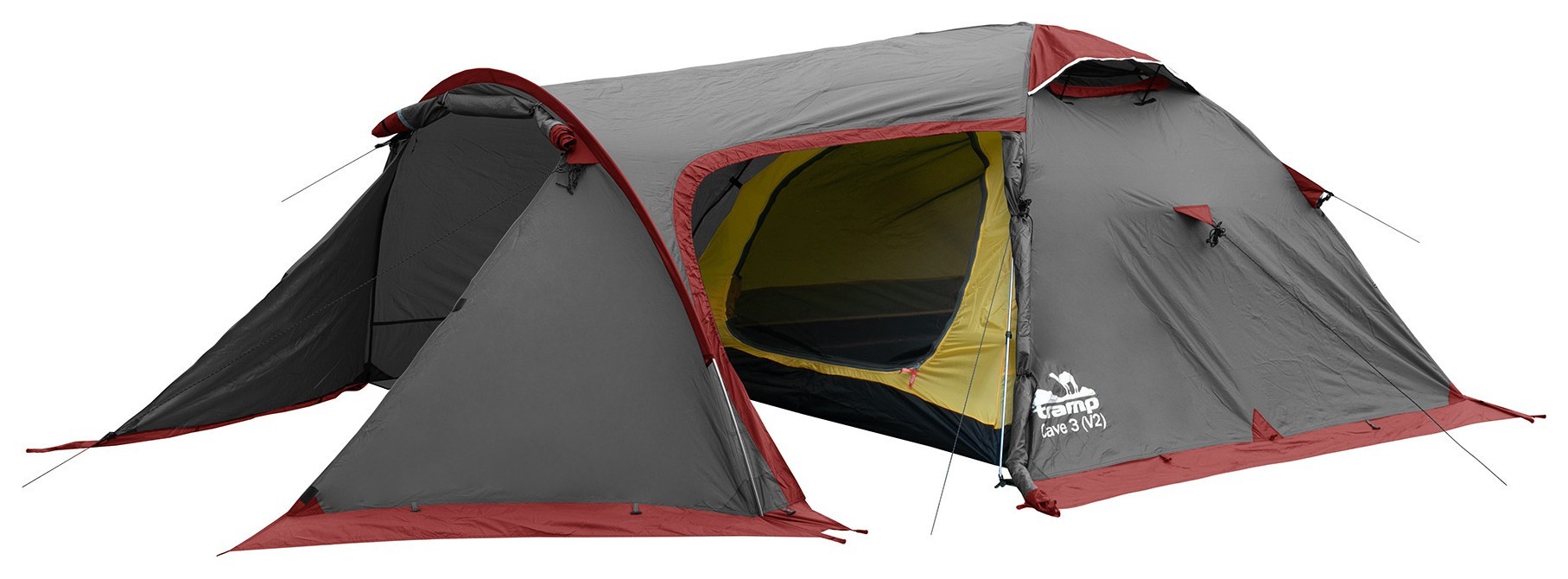 Палатка Tramp Cave 3 (V2) серая/красная (TRT-021)