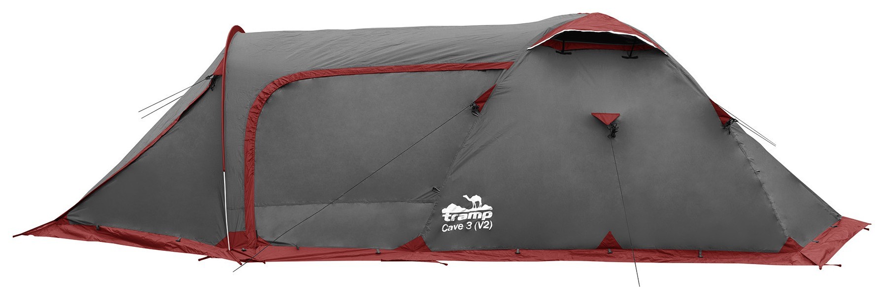 Палатка Tramp Cave 3 (V2) серая/красная (TRT-021)