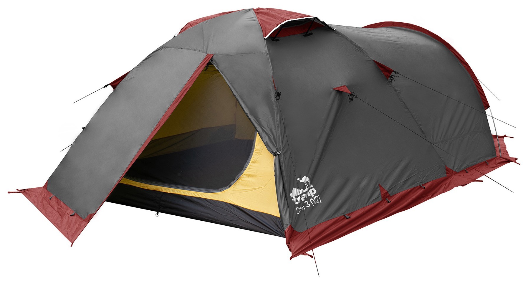Палатка Tramp Cave 3 (V2) серая/красная (TRT-021)
