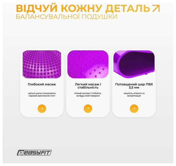 Балансировочная массажная подушка EasyFit фиолетовая.