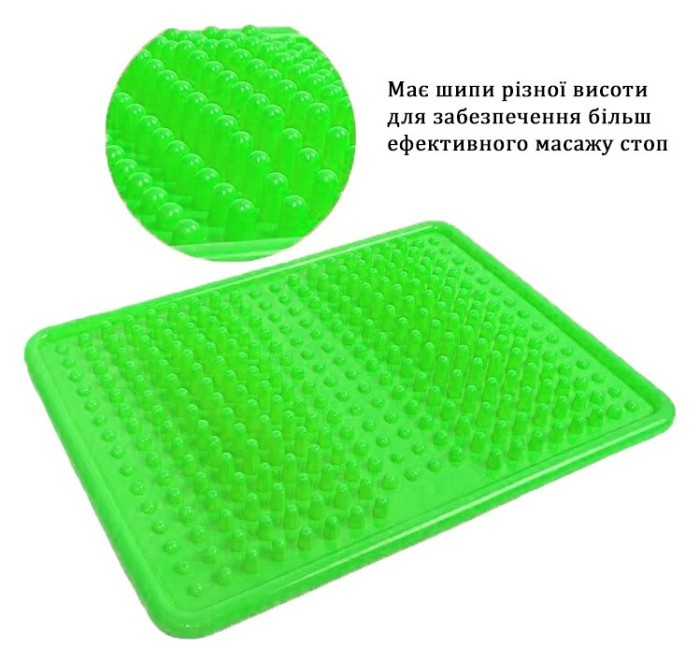 Ортопедичний масажний килимок для стоп EasyFit Acupoint з шипами зелений