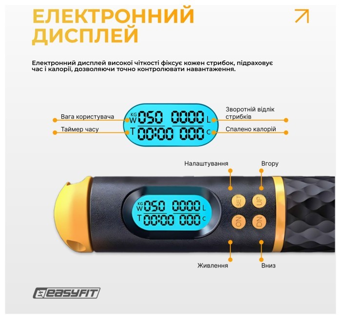 Розумна скакалка EasyFit SmartRope 3 м з утяжнювачами (бездротова)
