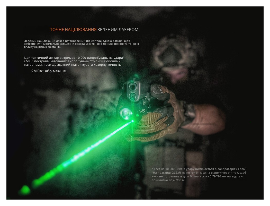Ліхтар до пістолета Fenix GL23R з лазерним прицілом, укр, укр