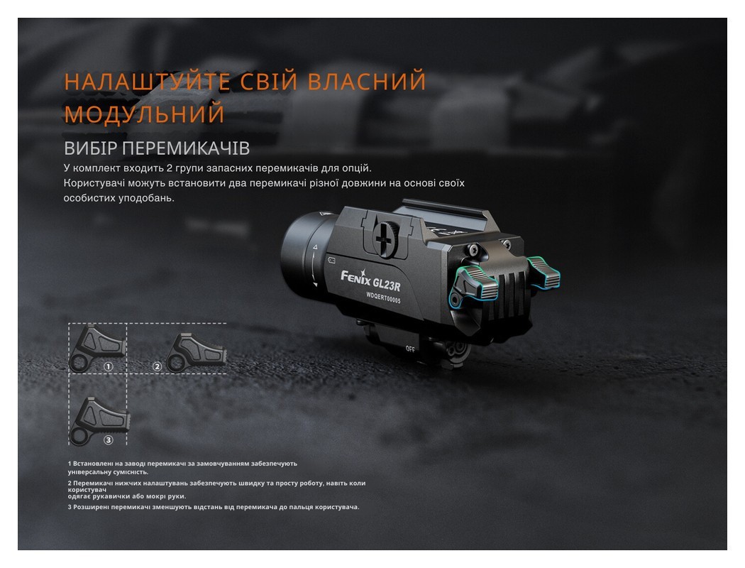 Ліхтар до пістолета Fenix GL23R з лазерним прицілом, укр, укр