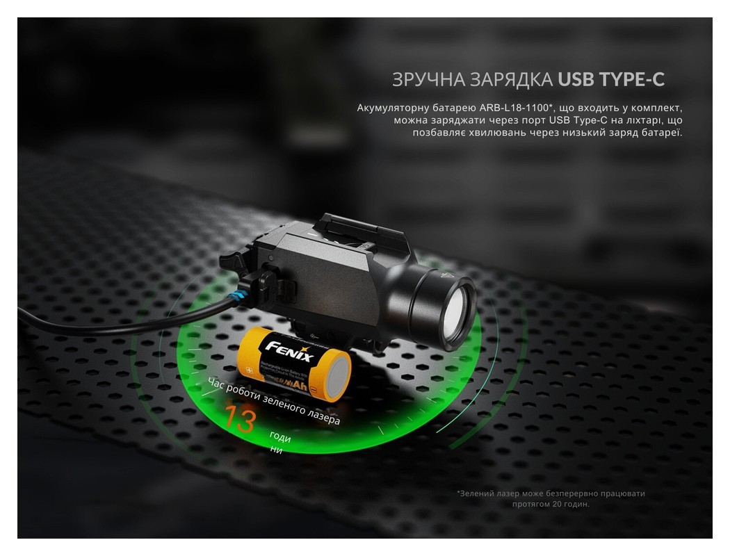 Ліхтар до пістолета Fenix GL23R з лазерним прицілом, укр, укр