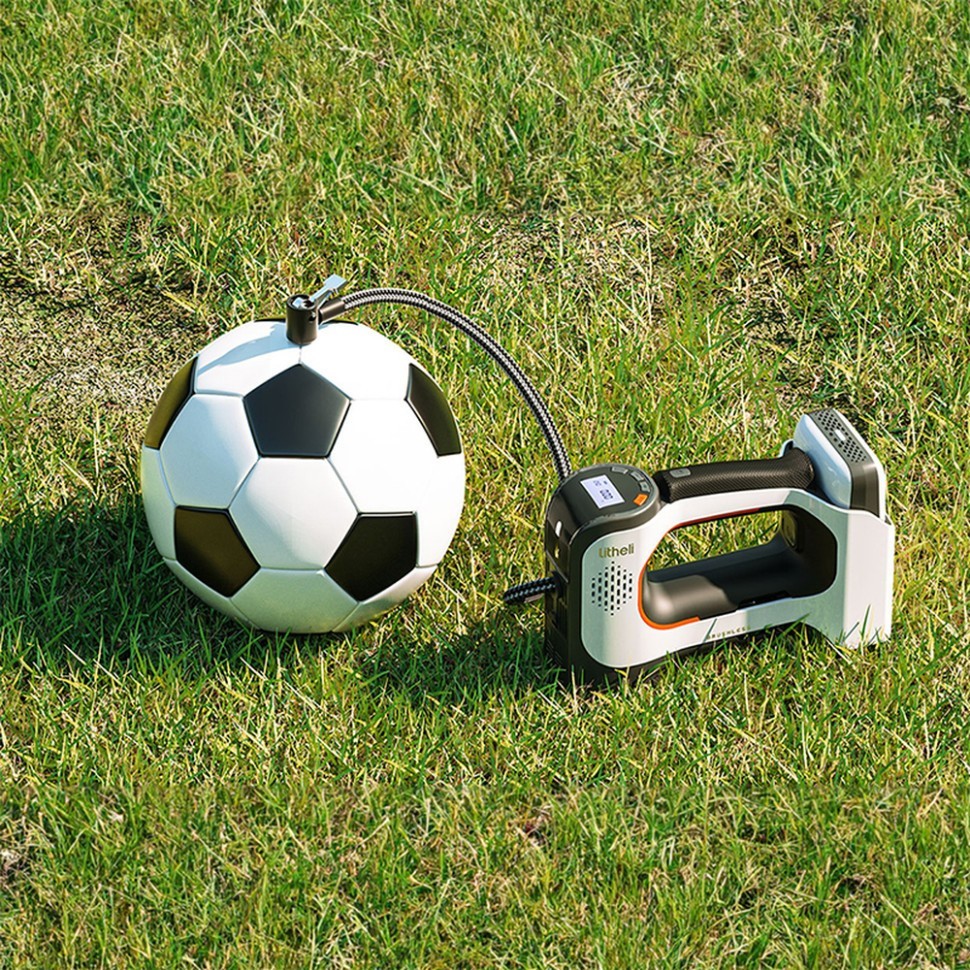 Акумуляторний компресор Litheli з ліхтарем, живлення від павербанку (УМБ Litheli Power Bank 20000 mAh, 45 W, 2А в комплекті), укр, укр