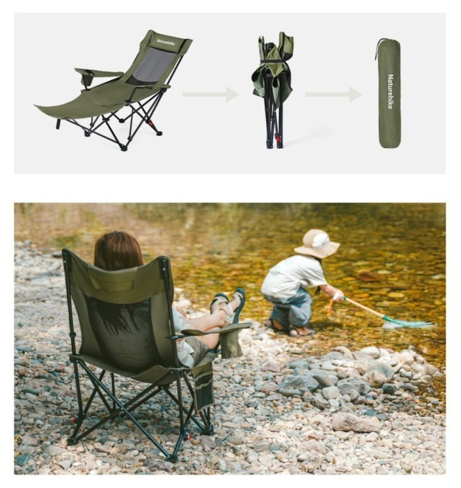 Кресло-шезлонг складной Naturehike CNK2550JJ023 Nightfall T05, сталь, оливковое