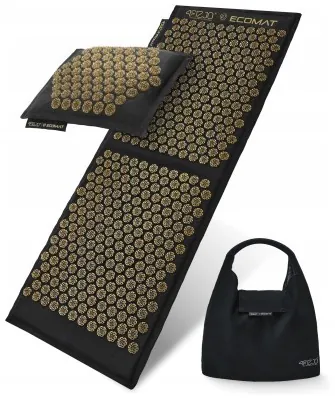 Коврик акупунктурный с подушкой 4FIZJO Eco Mat XL Аппликатор Кузнецова Black/Gold (P-5907739313591)