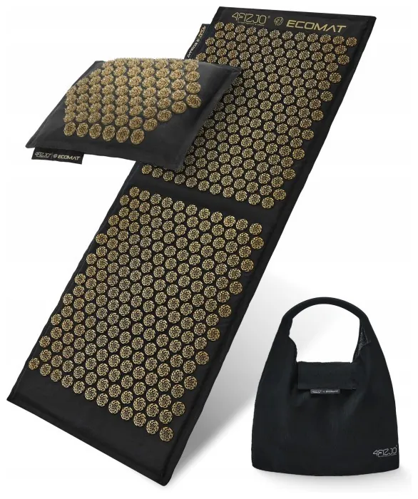Коврик акупунктурный с подушкой 4FIZJO Eco Mat XL Аппликатор Кузнецова Black/Gold (P-5907739313591)
