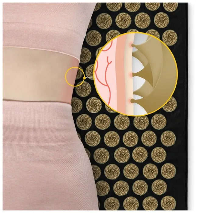 Коврик акупунктурный с подушкой 4FIZJO Eco Mat XL Аппликатор Кузнецова Black/Gold (P-5907739313591)