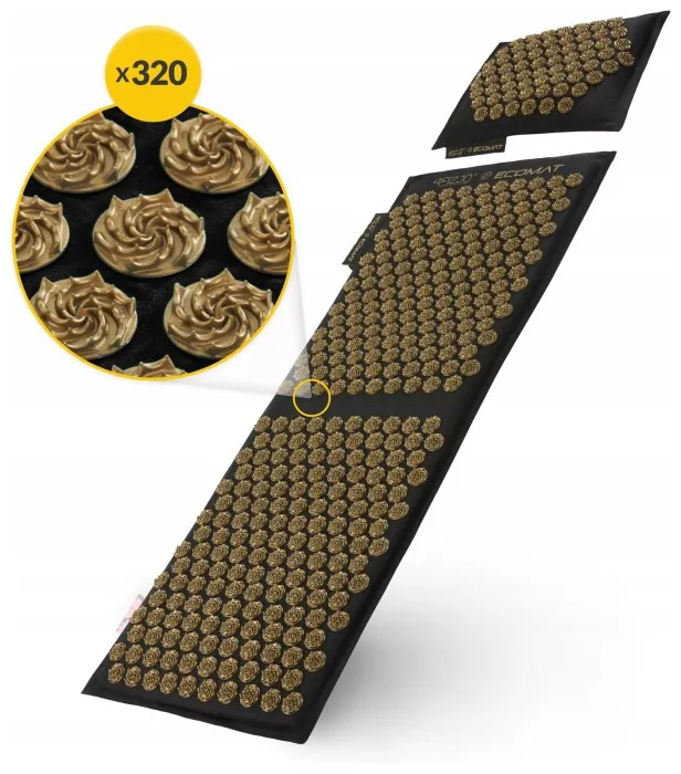 Коврик акупунктурный с подушкой 4FIZJO Eco Mat XL Аппликатор Кузнецова Black/Gold (P-5907739313591)
