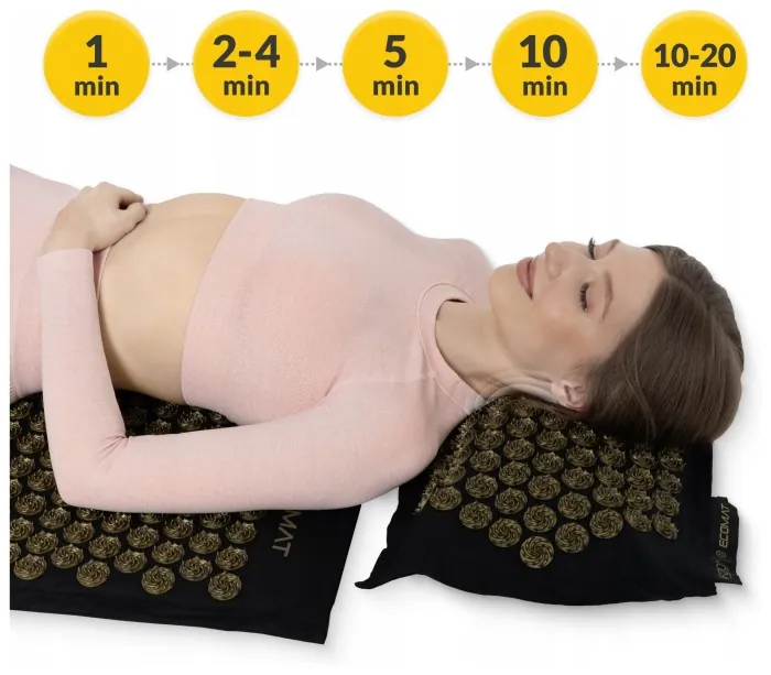 Коврик акупунктурный с подушкой 4FIZJO Eco Mat XL Аппликатор Кузнецова Black/Gold (P-5907739313591)