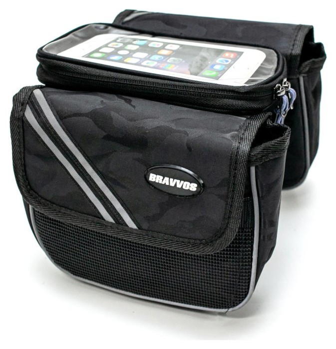 Велосипед на раму BRAVVOS QL-200 черный камуфляж с отделением для смартфона AM (брендированная упаковка)