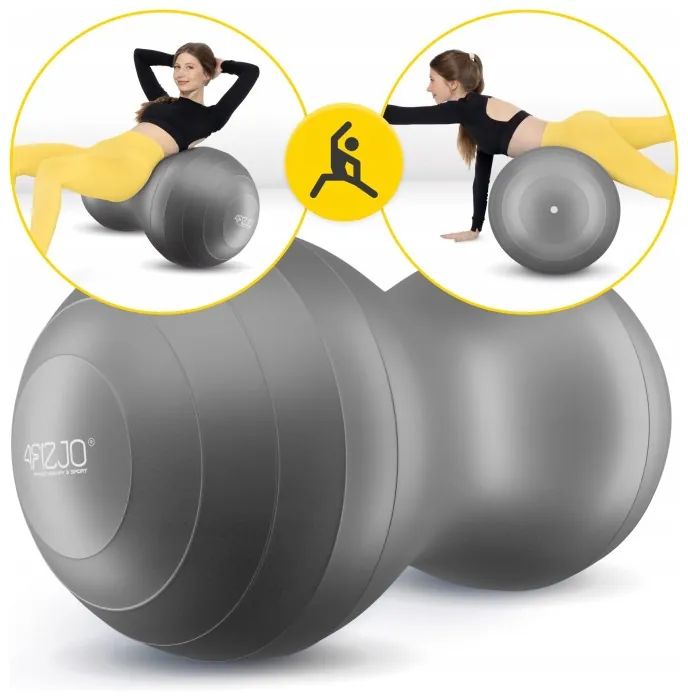 М'яч для фітнесу (арахіс) 4FIZJO Air Ball Peanut 45 x 90 см Anti-Burst Grey (P-5905973407175)