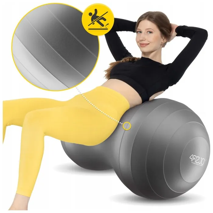 М'яч для фітнесу (арахіс) 4FIZJO Air Ball Peanut 45 x 90 см Anti-Burst Grey (P-5905973407175)