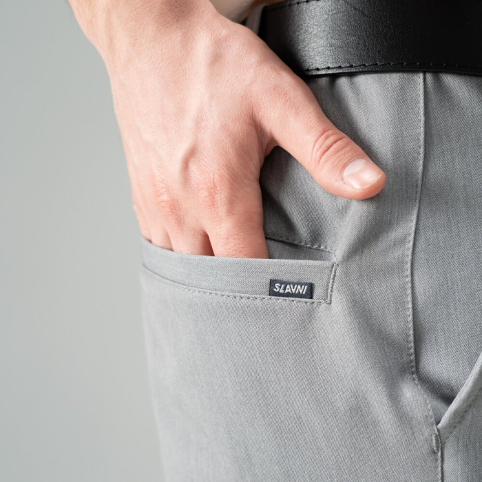 Стильные мужские брюки Slavni серые, Брюки прямого кроя Slavni Dart серые