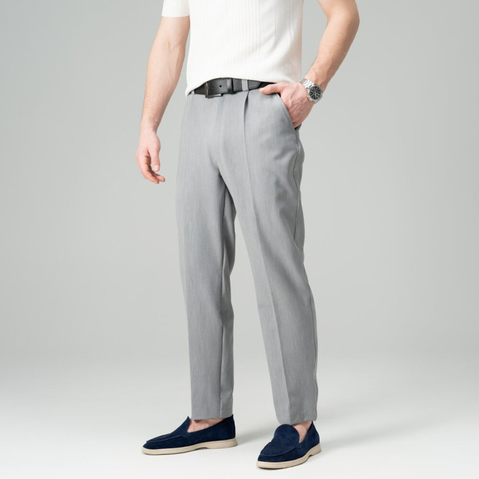 Стильные мужские брюки Slavni серые, Брюки прямого кроя Slavni Dart серые