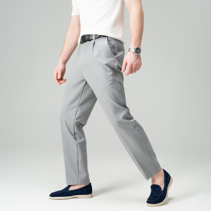 Стильные мужские брюки Slavni серые, Брюки прямого кроя Slavni Dart серые