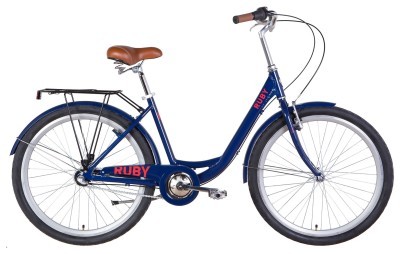 Велосипед уцененный AL 26" Dorozhnik RUBY планет. рама-17" темно-синий с багажником зад St, с крылом St 2022 SHIMANO NEXUS