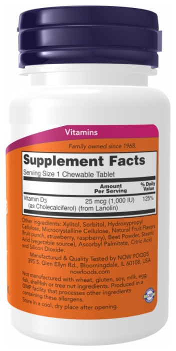 VIT D-3 1000 IU Chewable Fruity - 180 loz