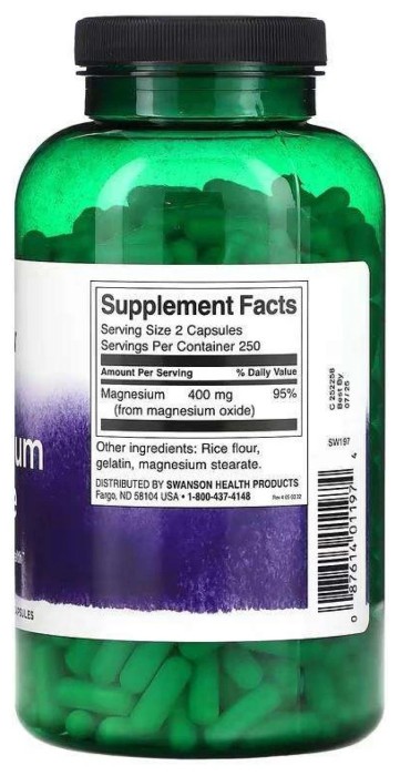 Magnesium Oxide 200mg - 500 caps