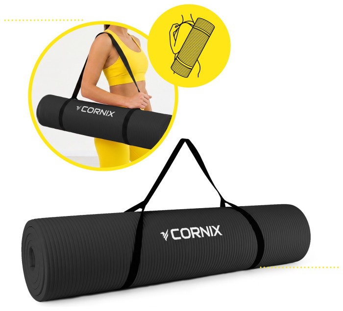 Коврики спортивные Cornix NBR XL 190 x 100 x 1.5 cм для йоги и фитнеса XR-0498 Black