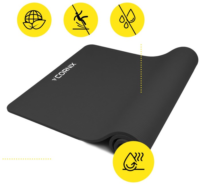 Коврики спортивные Cornix NBR XL 190 x 100 x 1.5 cм для йоги и фитнеса XR-0498 Black
