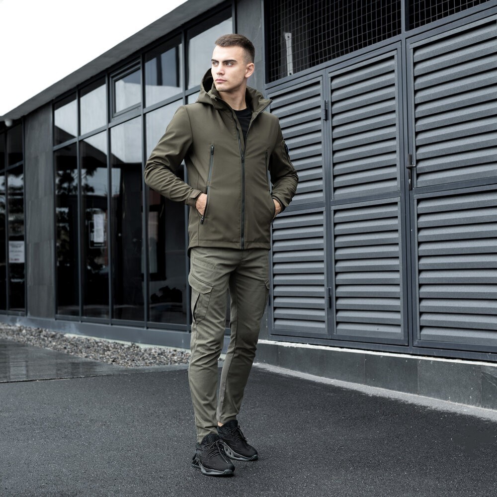 Куртка чоловіча демісезонна з капюшоном хакі Pobedov Motive, укр, укр