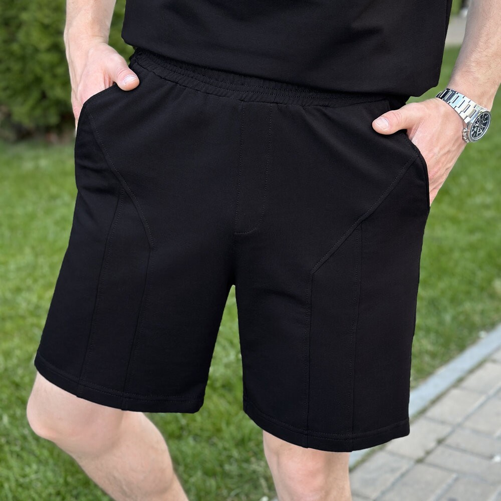 Мужской летний комплект шорты и футболка черный Pobedov Barel