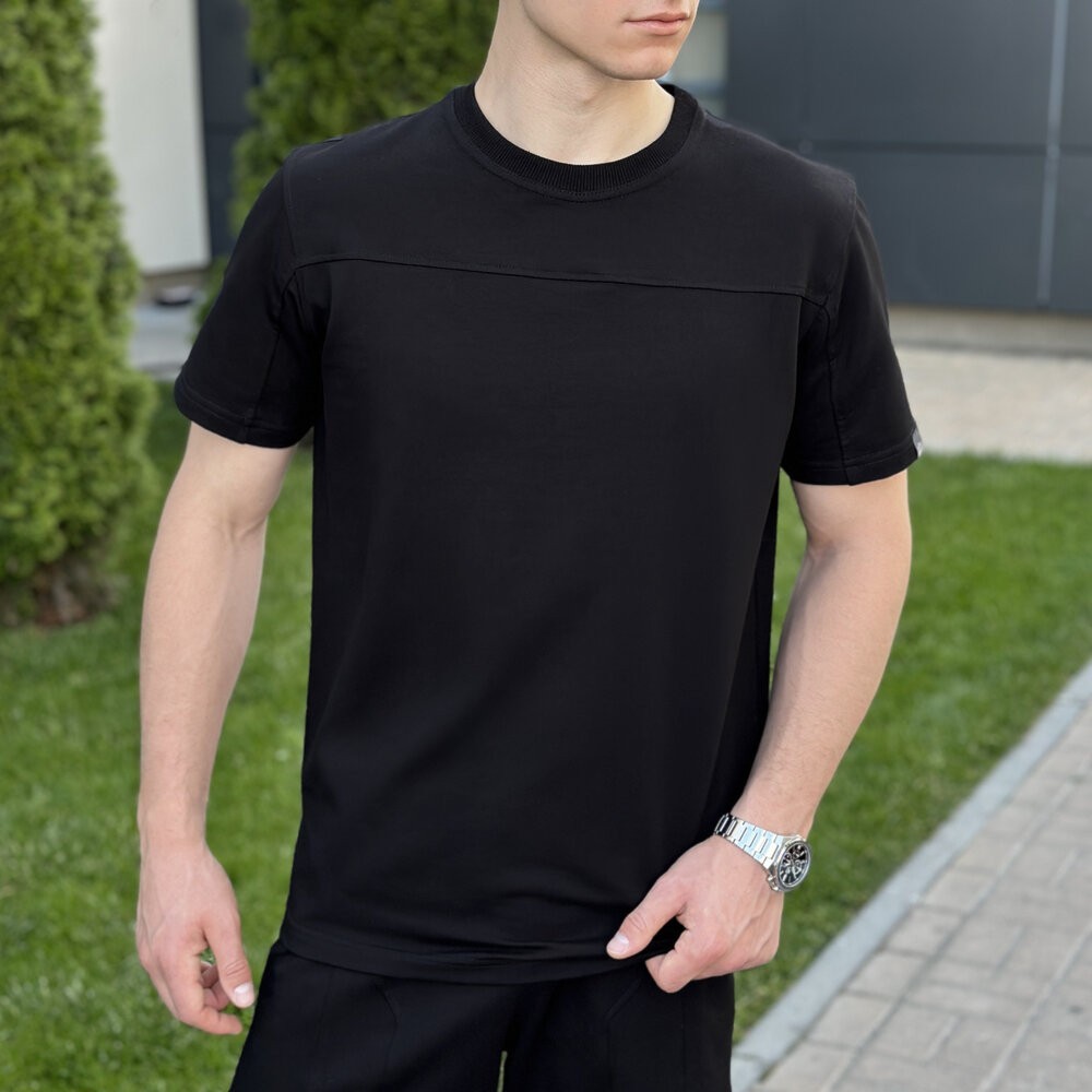 Мужской летний комплект шорты и футболка черный Pobedov Barel