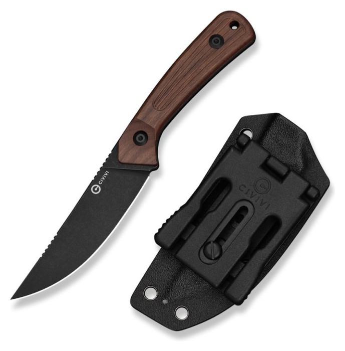 Ніж фіксований туристичний Civivi Carveth (9,1 см) AEB-L / Wood дерево з чохлом
