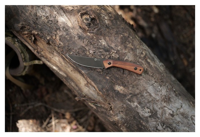 Ніж фіксований туристичний Civivi Carveth (9,1 см) AEB-L / Wood дерево з чохлом